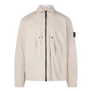 Stone Island 男士 夹克 Logo-Appliquéd 棉防撕裂衬衫式夹克