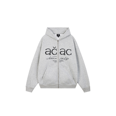 【Achock官方店】acac系列美式街头刺绣珍珠logo开衫外套校园卫衣