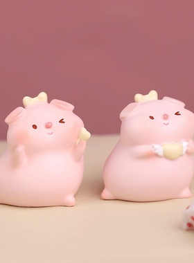 新款爱呦猪宝桌面装饰品情人节可爱小生日礼物摆件汽车儿童摆件