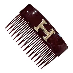 高级感H金标字母齿梳发卡经典百搭蓬松公主头刘海倒插梳碎发神器