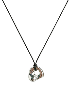 日系抽象镂空金属吊坠项链女极简时尚皮绳长款毛衣链轻奢小众配饰