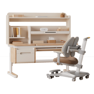 爱果乐儿童学习桌小学生书桌升降桌子实木写字桌家用课桌椅咖啡猫