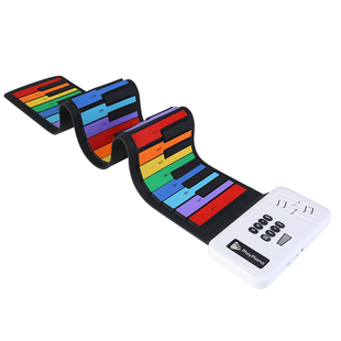 彩虹便携式手卷电子钢琴49键初学者入门儿童折叠软键盘小玩具乐器