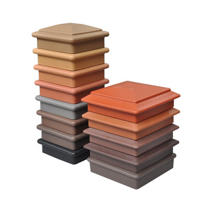 塑木防腐木铝合金栅栏配件木塑立柱帽柱裙 100塑木立柱帽柱围底座