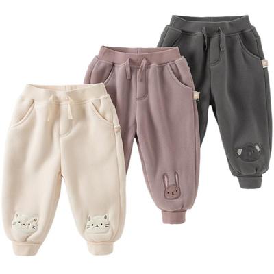 戴维贝拉女童摇粒绒裤子男童冬装加绒休闲裤2025新款儿童束脚裤