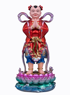 中式树脂金童玉女善财童子摆件