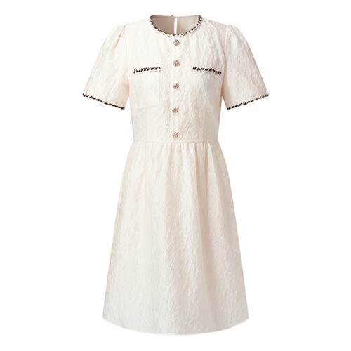 歌莉娅小香风连衣裙女夏新款高级感提花小个子裙子1C6R4KAP0