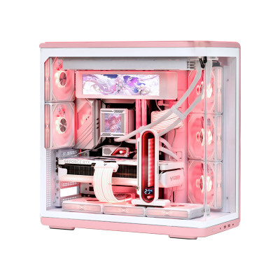 爱国者星璨辰粉白色屏显版海景房机箱曲面台式电脑游戏ATX水冷