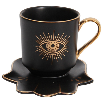 欧式土耳其咖啡杯碟Turkish coffee cup蓝色眼睛陶瓷杯下午茶具