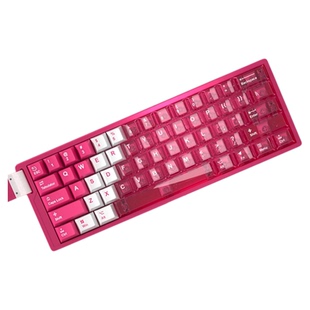 桃红透明键帽PBT原厂双拼透光键盘帽68/87/108键小蜜蜂made68pro