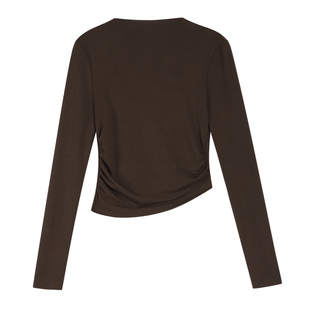 NEVA HU【现货7折】长袖半高领打底衫女秋季新款修身短款上衣