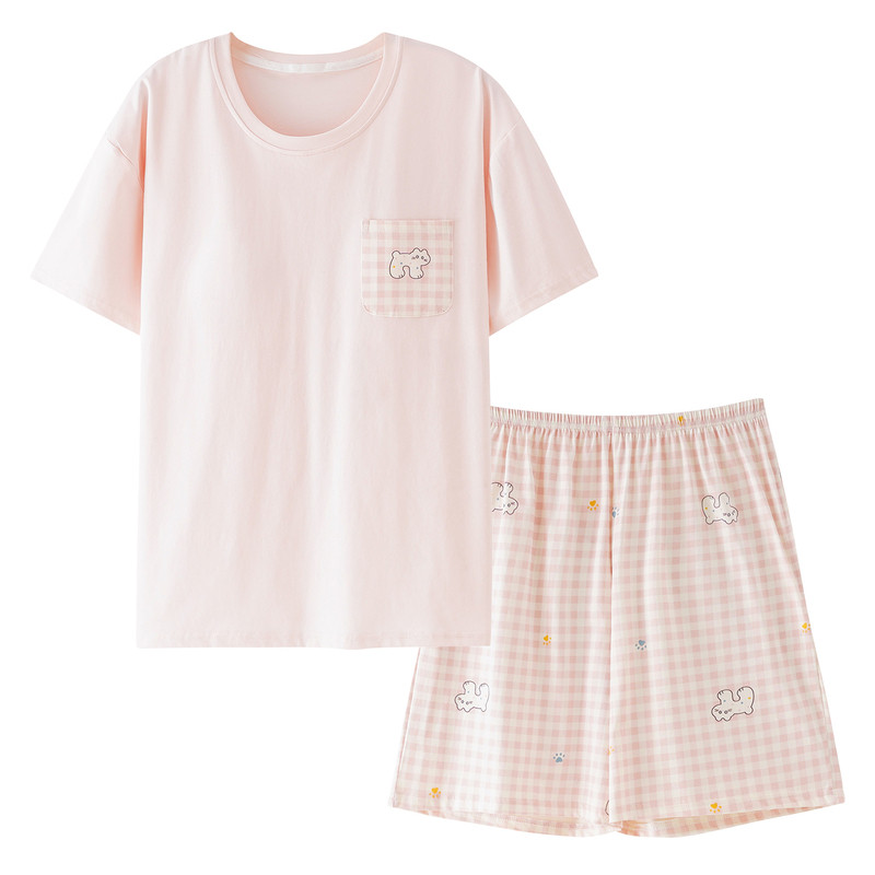 2026新款纯棉短袖女睡衣套装夏季