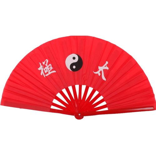劲武太极扇功夫扇子竹骨响扇红色中国风练功武术扇表演双面扇折扇