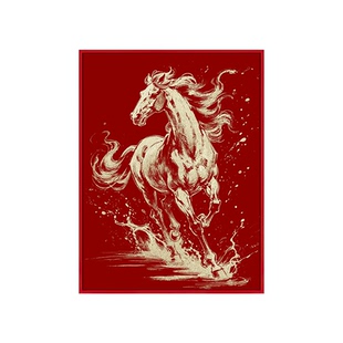 金色骏马成品装饰画2026新年高级客厅卧室床头沙发背景墙壁画挂画