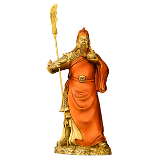 纯黄铜关公财神铜像摆件佛像大刀关羽关二爷武财神供奉工艺品彩铜