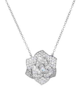 AHCHOO 静奢火彩莫桑石钻项链S925银爆闪玫瑰花吊坠锁骨链女送礼