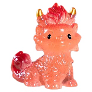 中国风瑞兽麒麟国潮公仔卡通桌面汽车小摆件夜光树脂diy饰品配件