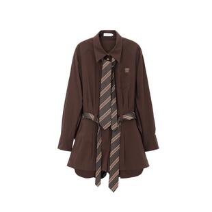 REVAN芮范设计师款现代感领带棕咖连体裤RL11308054