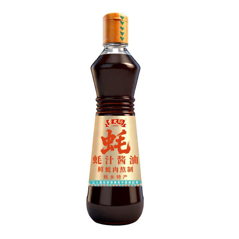 香大师非0添加蚝汁酱油生蚝酱油蒸焖炒炖生抽酿造酱油调味品500ml