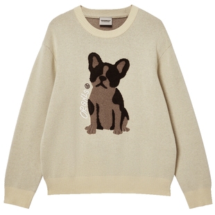 杰克琼斯男装25年秋季新款动物卡通毛衣宽松雪尼尔针织衫情侣上衣