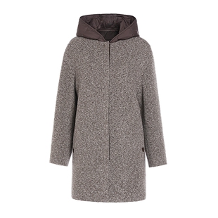 JESSIE可拆卸连帽羽绒内胆牦牛绒毛呢外套女士冬新款鸭绒羊毛大衣