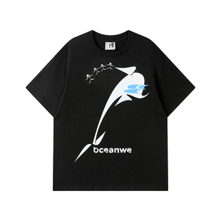 CryingCenter&Oceanwe海洋保护文化T恤环保再生棉海豚印花情侣