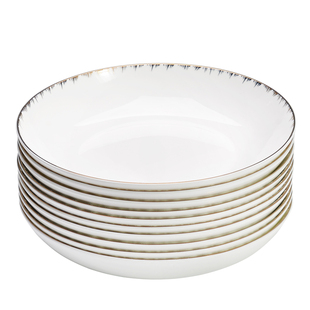 骨瓷盘子金边家用菜盘10个装菜盘子8英寸深盘子碗家用2026新款