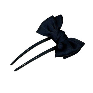 黑色蝴蝶结U型发簪中式国风后脑勺盘发簪子女 高级感气质发钗头饰