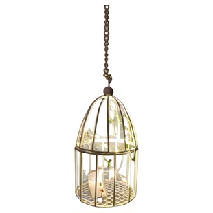 迷你鸟笼小推车婴儿车摆件花园挂件铁艺装饰庭院杂货 满28包邮