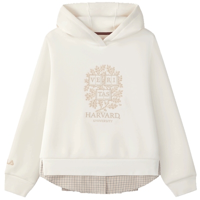 FILA X HARVARD哈佛联名童装女童连帽卫衣2025年秋季新款休闲上衣