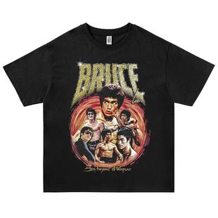 Bruce Lee李小龙经典复古短袖T恤街头宽松oversize纯棉圆领半袖