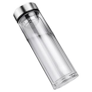 加厚双层玻璃杯子带盖透明真空水杯泡茶杯子办公便携旅行运动水瓶