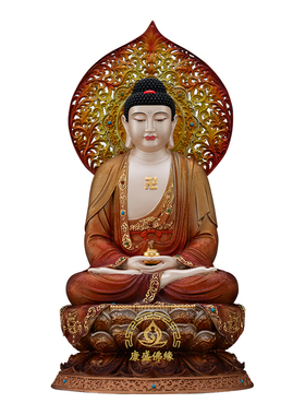 铜彩绘全堂佛观音地藏弥勒供奉摆