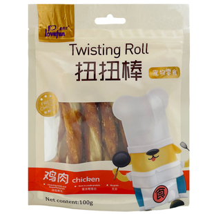 爱得欢狗狗零食鸡肉鸭肉扭扭棒耐咬泰迪金毛大中小型犬专用磨牙棒