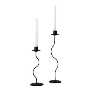 高级复古黑色烛台法式新年中古蜡烛台铁艺摆件高级轻奢餐桌装饰