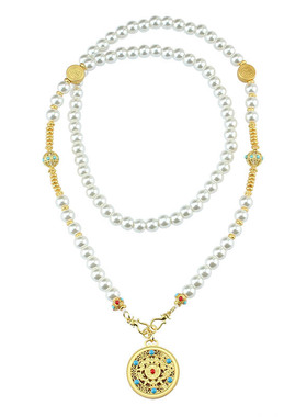 五福圆满金色仿珍珠项链女配饰品