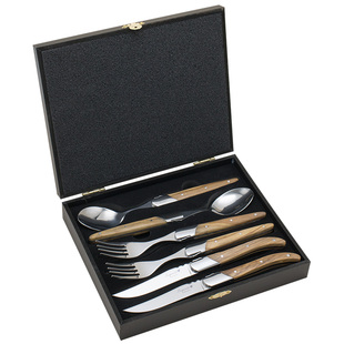 西餐餐具锋利牛排刀叉勺子法国餐刀不锈钢高档木柄牛排刀Laguiole