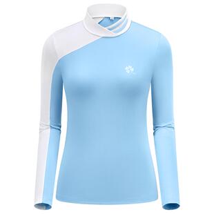 高尔夫长袖女士修身弹力运动上衣透气防晒速干撞色舒适T恤衫球衣