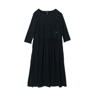 【ZOLLE因为】纯色连衣裙利落剪裁中袖长款长裙秋冬新品