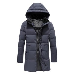 雪中飞2025秋冬热销男士中长款商务连帽大码爸爸款中老年羽绒服