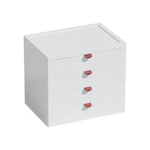 桌面收纳盒抽屉式书桌上塑料储物柜白色办公室A4文件杂物整理箱子