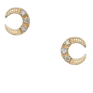 agete/阿卡朵【月亮】钻石9K金耳钉