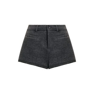 陈思佚【思靓】同款 Kroche 羊毛毛呢 定染蕾丝花边拼接休闲短裤