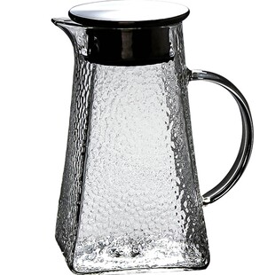 防爆耐高温冷水壶果汁白开水杯大号容量玻璃凉水壶套装带托盘家用