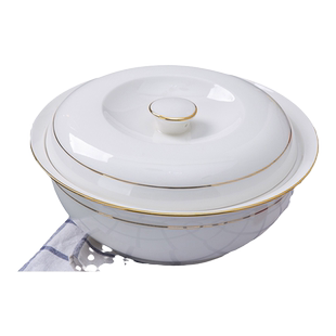 描金9英寸品锅陶瓷汤煲汤锅炖盅隔水家用大碗汤碗汤碗带盖温骨瓷