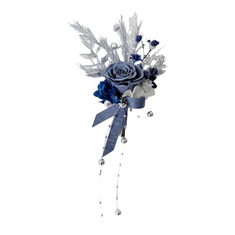原创设计永生花蓝色系胸花手腕花