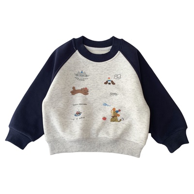 中小童洋气加绒卫衣秋冬插肩上衣