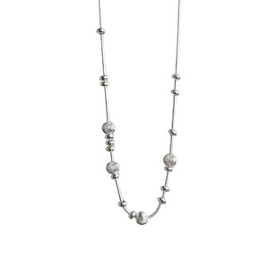 日韩新款猫眼珠珠项链蛇骨链可抽拉调节轻奢高级感小众长款毛衣链