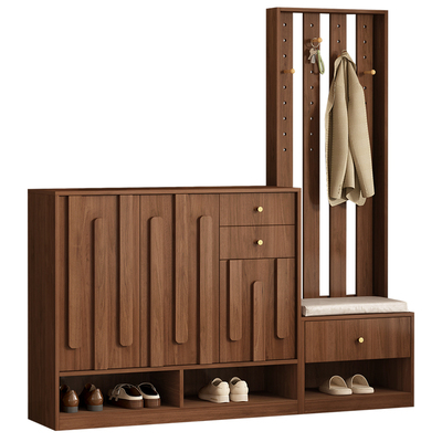 中古风鞋柜换鞋凳挂衣架一体