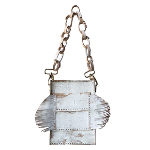 【归朴】哥特风设计师原创流苏斜挎 牛皮手工 手拧包 治愈新白包